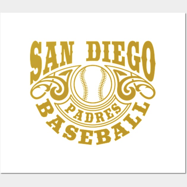 Vintage Retro San Diego Padres Baseball Wall Art by carlesclan